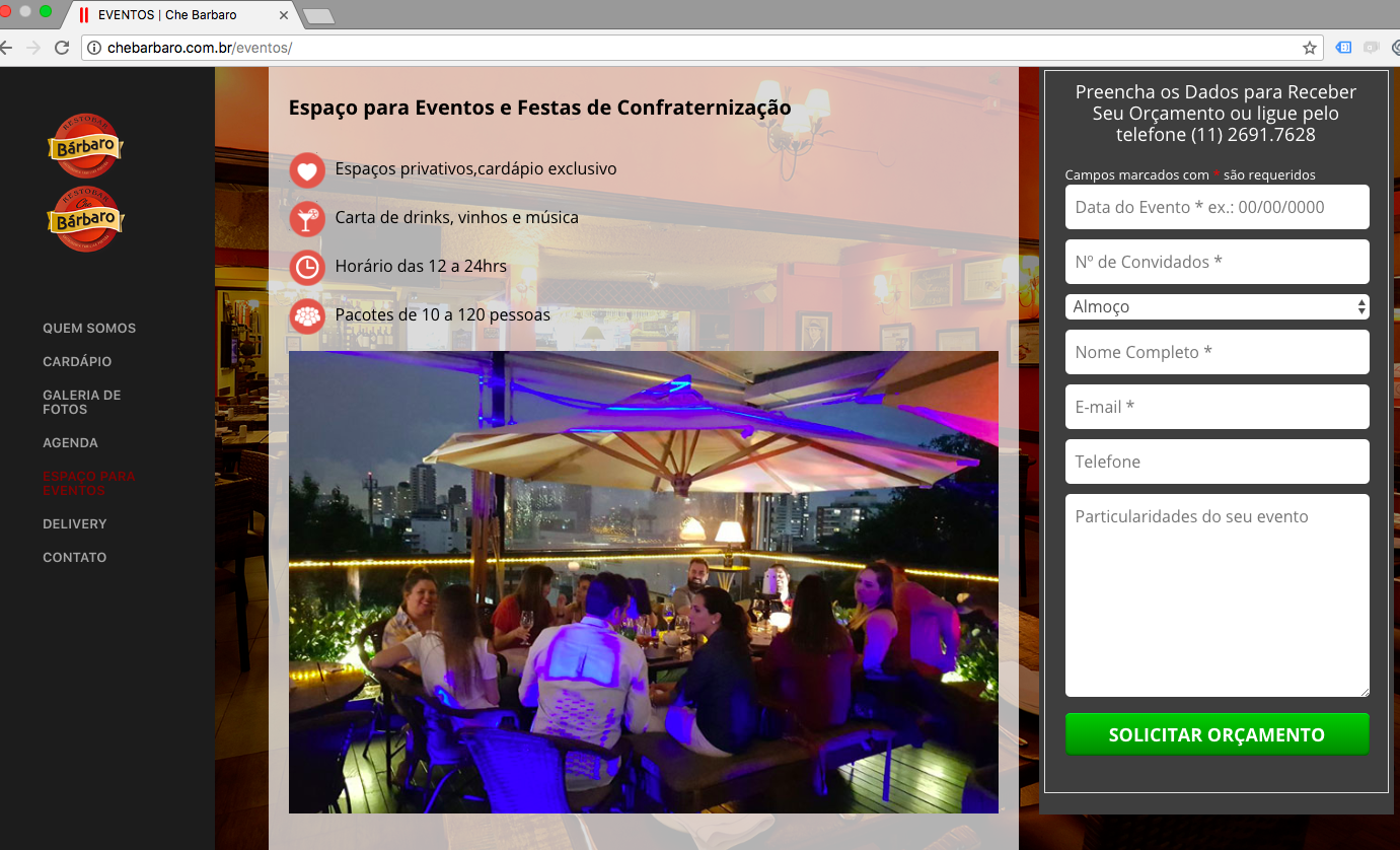 Exemplo Landing Page de reserva para eventos